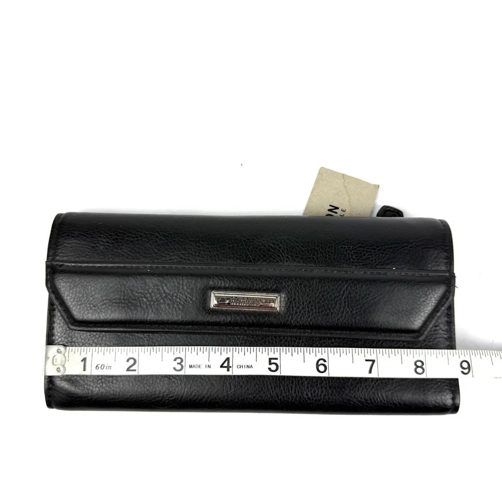 Kenneth Cole Reaction Wallet Black Faux Leather‎ Trifold Wallet Womens Brand New